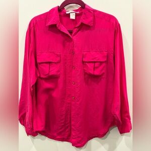 The Limited Hot Pink Silk Button-Up Blouse